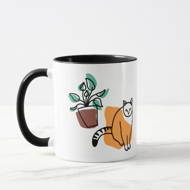 Cat and the plant mug (Left)
