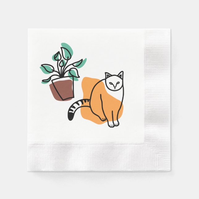 Cat and the plant napkin (Front)