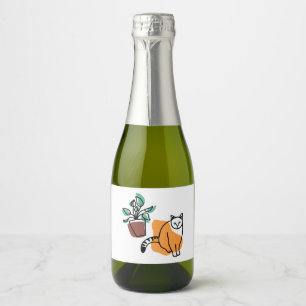 Cat and the plant sparkling wine label