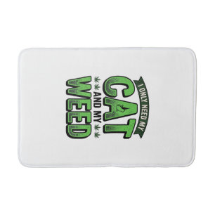 Cat And Weed Vintage Engraving T-Shirt Design_1 Bath Mat