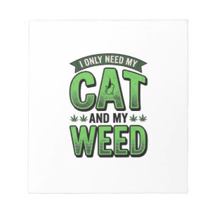 Cat And Weed Vintage Engraving T-Shirt Design_1 Notepad