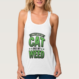 Cat And Weed Vintage Engraving T-Shirt Design_1 Singlet