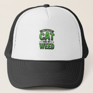 Cat And Weed Vintage Engraving T-Shirt Design_1 Trucker Hat