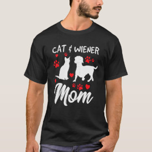 Cat And Wiener Dog Mum Cute Dachshund Mama Doxie M T-Shirt