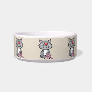cat and yarn cat food bowl