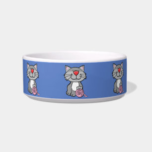 cat and yarn cat food bowl