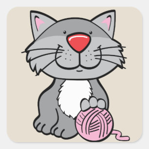 cat and yarn stickers