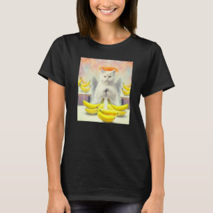 Cat angel artwork meow kitty portrait cute banana  T-Shirt