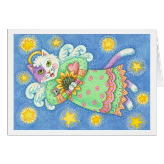 CAT ANGEL & FAVORITE THINGS NOTE CARD *Thank You (Front Horizontal)