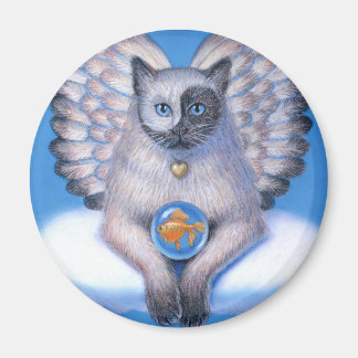 Cat Angel "Kitty Yin Yang" Round Magnet