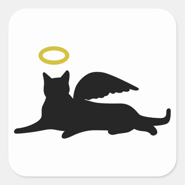 Cat Angel Square Sticker (Front)