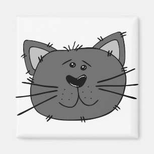 Cat Angry Face Feline Carnivore Grey Cat Magnet