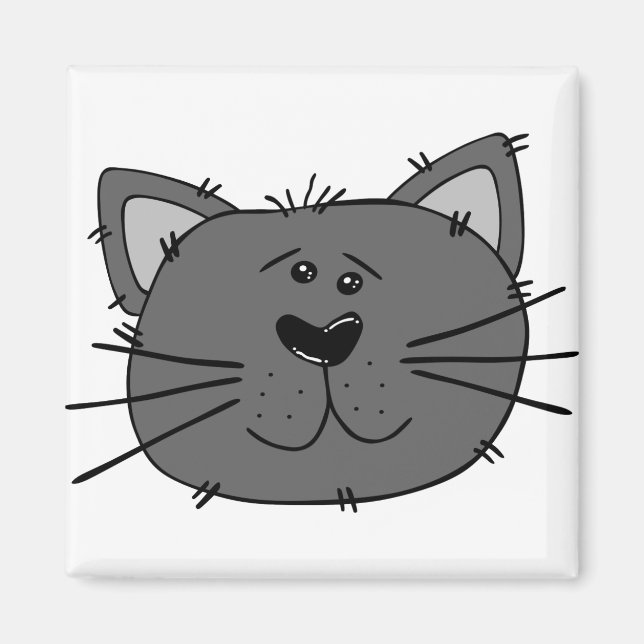 Cat Angry Face Feline Carnivore Grey Cat Magnet (Front)