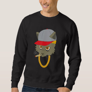 cat animal cool gangster chill hat cap chai sweatshirt