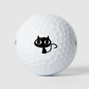Cat Animal Eyes Feline Cartoon Comic Black Golf Balls