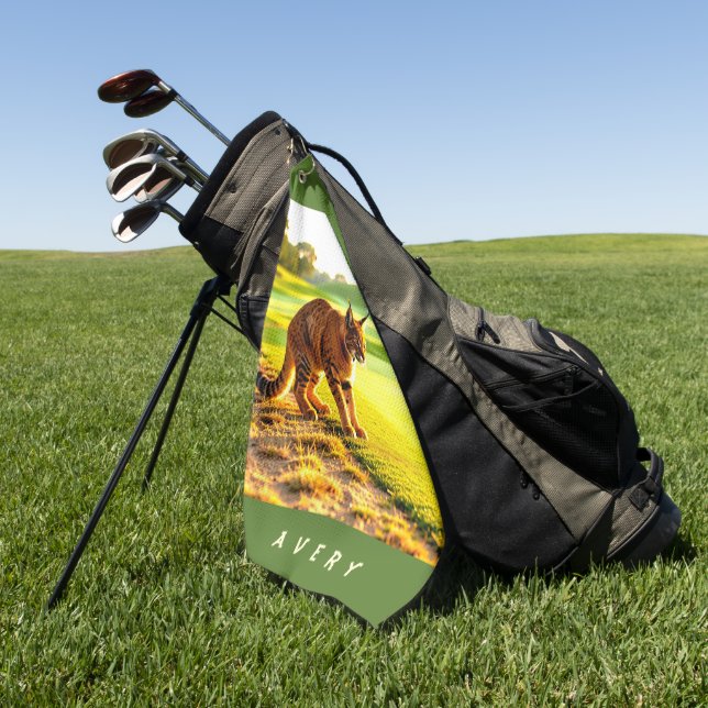Cat Animal Golf Towel (Green)