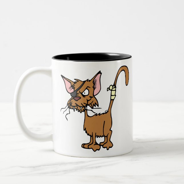 Cat Animal Injured Hurt Fighting Patch Pet Two-Tone Coffee Mug (Left)