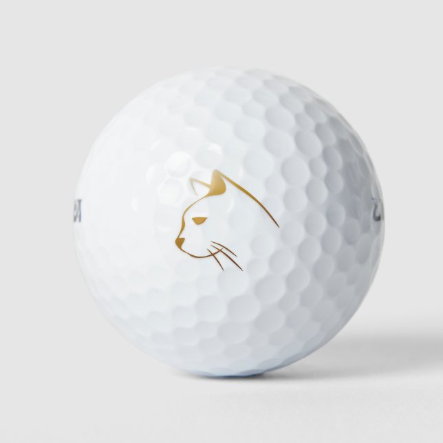 Cat Animal Logo Cat Head Animals Feline Sad Golf Balls (Front)