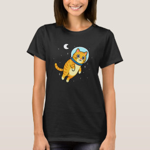 Cat Animal Lover Astronaut Space Moon Mum Dad Kids T-Shirt