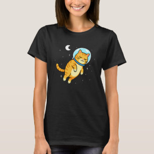 Cat Animal Lover Astronaut Space Moon Mum Dad Kids T-Shirt