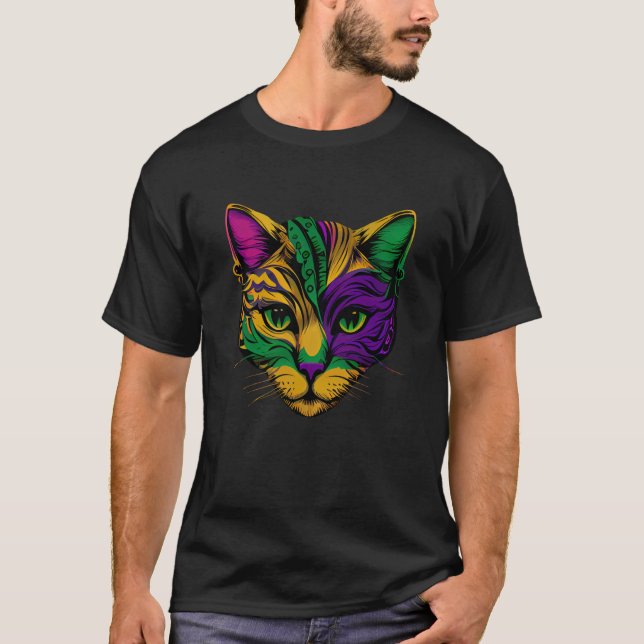 Cat Animal Mardi Gras Carnival Jester Cat Mardi Gr T-Shirt (Front)