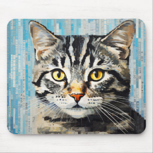 Cat Animal Pet Art Decor Paint Mosaic Mouse Pad