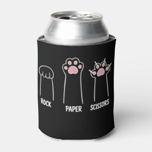 Cat Animal Pet Lover Rock Paper Scissors Hand Game Can Cooler