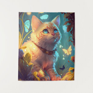Cat Animal Portrait Painting Pet Character Tapestry