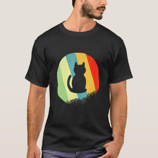 Cat Animal Round With Retro Colours T-Shirt