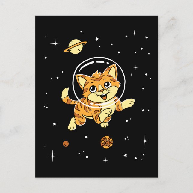 Cat Animals In Space Postcard (Front)
