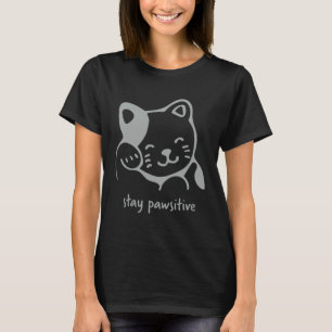 Cat Animals Stay Pawsitive Graphics Plus Size T-Shirt