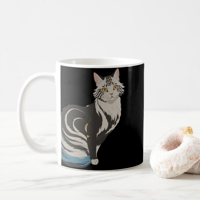 Cat Anime Style Cute  Coffee Mug (With Donut)