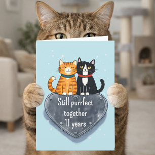 cat anniversary 11th wedding card