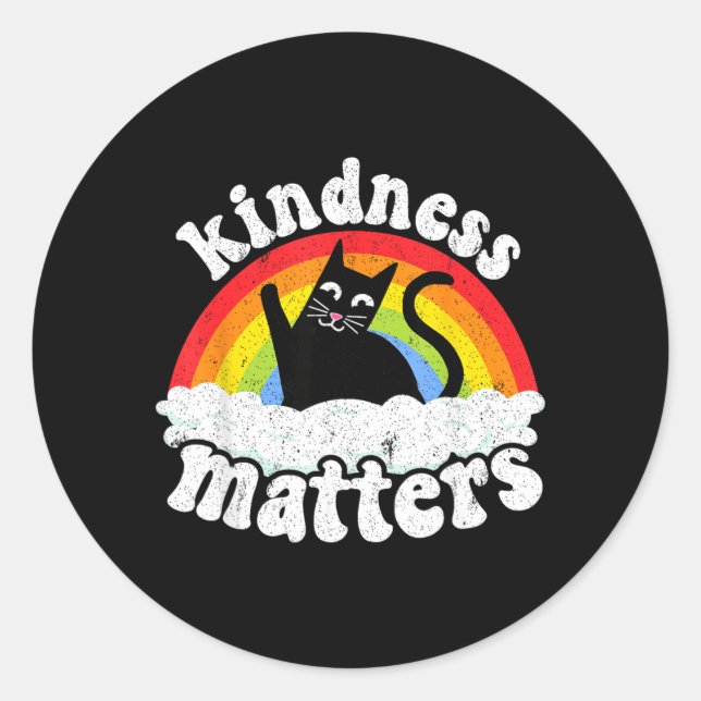 Cat Anti Bullying Rainbow Kindness Matters Sped Classic Round Sticker (Front)