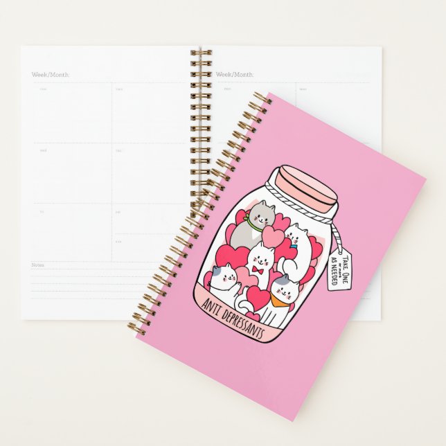Cat Antidepressant Funny Cat Lover Gift Planner (Display)