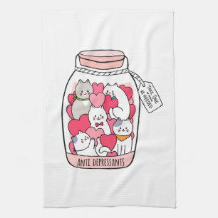 Cat Antidepressant Funny Cat Lover Gift Tea Towel