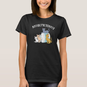 Cat Antidepressants Pill Box For Dad Mum Cat T-Shirt