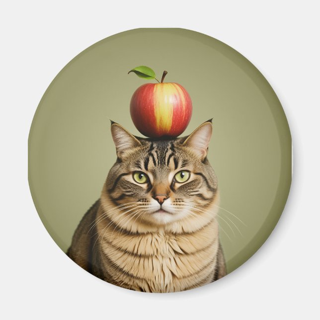 Cat Apple Magnet (Front)