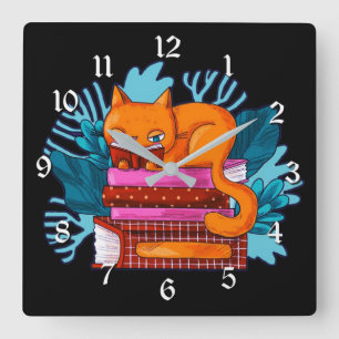 Cat Approved Books Square Wall Clock