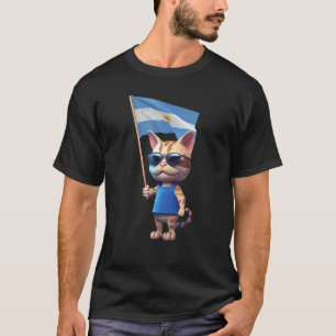 Cat Argentina Flag South America Buenos Aires Kitt T-Shirt