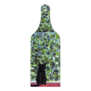 Cat Art Black Kitty Painting Cutting Board
