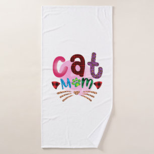 Cat Art Cat Mom_2 Bath Towel