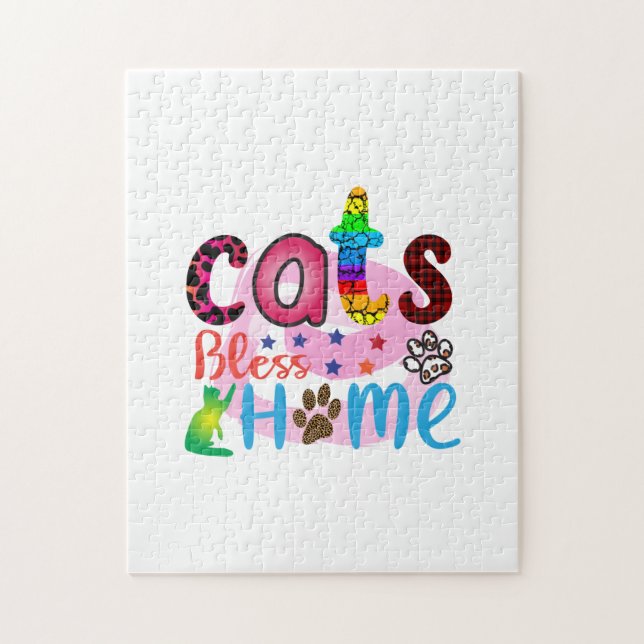 Cat Art Cats Bless Home_2 Jigsaw Puzzle (Vertical)