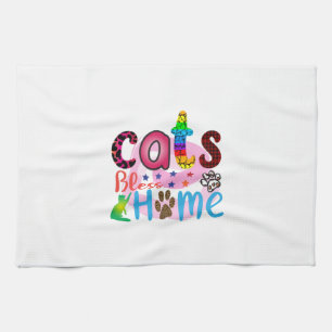 Cat Art Cats Bless Home_2 Tea Towel