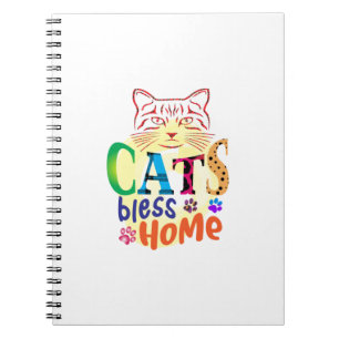 Cat Art Cats Bless Home Notebook