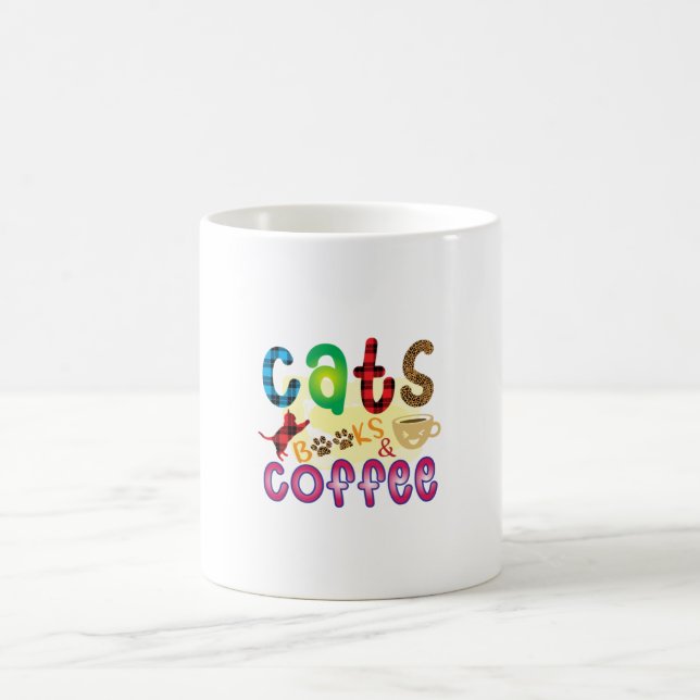 Cat Art Cats Books Coffee Mug (Center)
