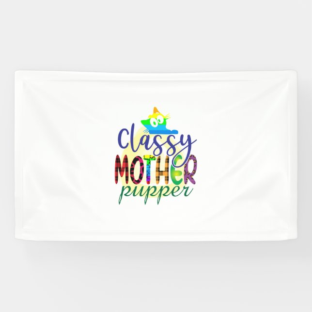 Cat Art Classy Mother Pupper Banner (Horizontal)