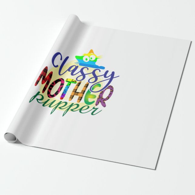 Cat Art Classy Mother Pupper Wrapping Paper (Unrolled)