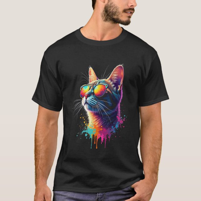 Cat art colourful T-Shirt (Front)