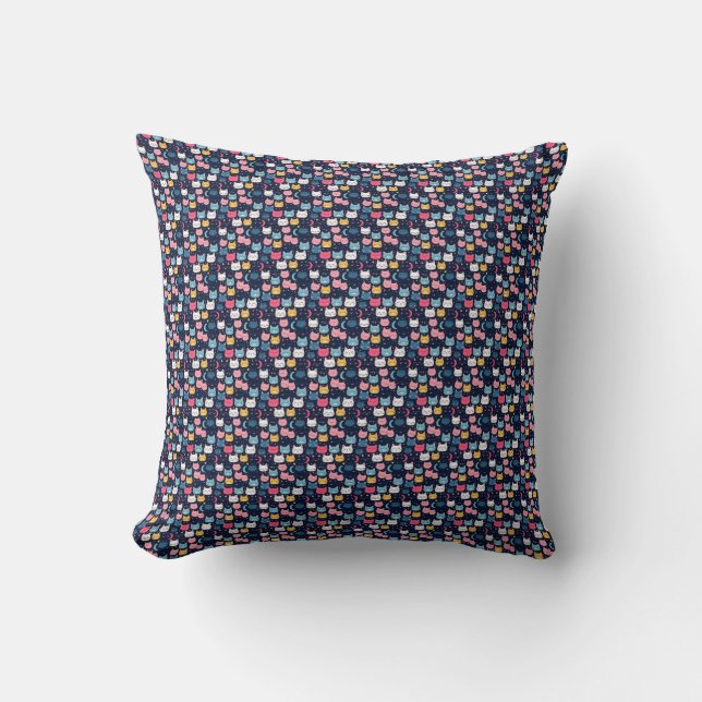 Cat Art | Cute Cat Faces Cushion (Front)